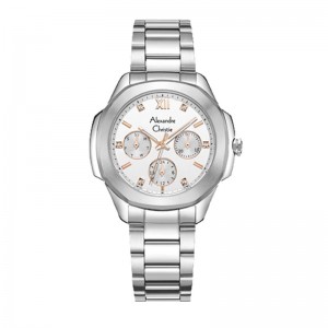 Alexandre Christie AC 2A28 Day Date Silver White Rosegold BFBSSSLRG